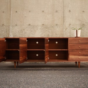 Danish Modern Console, Mid-Century Modern Credenza, Modern Sideboard, Solid Wood Sideboard Shown in Walnut image 6