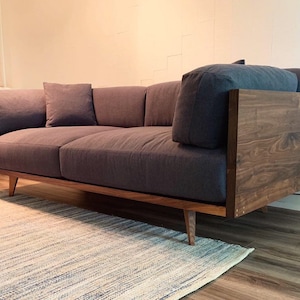 Modern Sofa, Mid Century Sofa Frame, Mid-Century Couch Frame, Solid Hardwood Couch Frame Shown in Walnut imagem 9