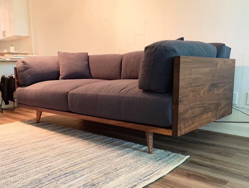 Modern Sofa, Mid Century Sofa Frame, Mid-Century Couch Frame, Solid Hardwood Couch Frame Shown in Walnut imagem 9
