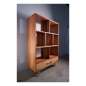 Flick Bookcase, Mid Century Vinyl Storage, Modern Record Storage, Modern Bookshelf (Shown in Madrone)