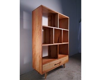 Flick Bookcase, Mid Century Vinyl Storage, Modern Record Storage, Modern Bookshelf (Shown in Madrone)