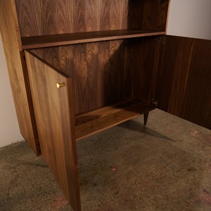Robinson Cabinet Bookcase, Modern Bookcase, Solid wood Bookcase, Bookshelf with door cabinet shown in walnut image 5