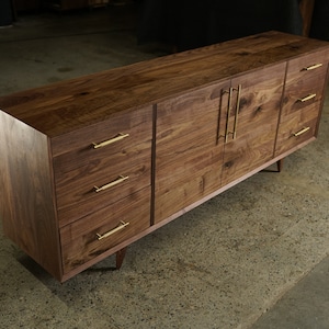 Hernandez Console, 6 Drawers, Mid-Century Modern Credenza, Modern Sideboard, Solid Wood Sideboard Shown in Walnut image 3