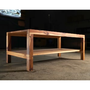 Nisqually Coffee Table, Solid Wood Rectangular Coffee Table, Wood Coffee Table with Storage Shown in Madrone image 1