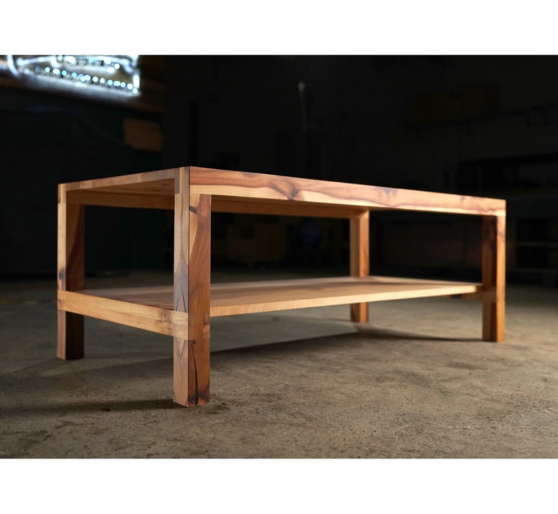 Nisqually Coffee Table, Solid Wood Rectangular Coffee Table, Wood Coffee Table with Storage Shown in Madrone image 1