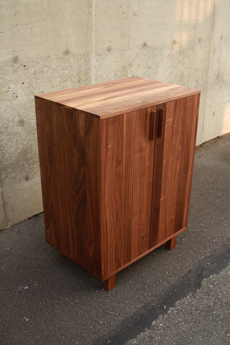 Floor Cabinet, Two Door Accent Cabinet, Modern 2 Door Cabinet, Solid Wood Cabinet with 2 Doors Shown in Walnut image 6