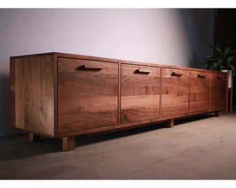 Clarkson Drawer Bench, 90"W, Long Modern Bench, Solid Wood Drawer Bench, Long Hardwood Bench (Shown in Walnut)