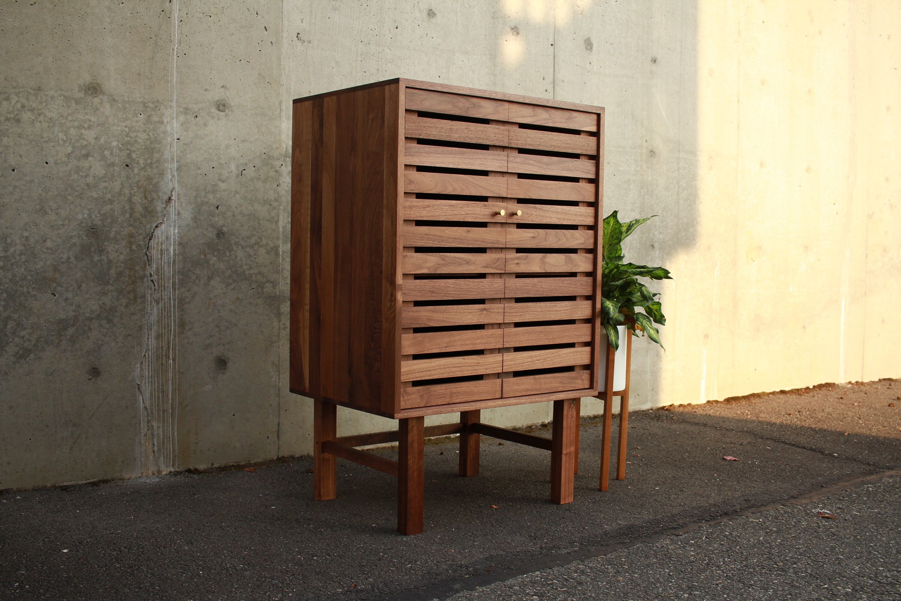 Fulton Floor Cabinet Modern Wood Cabinet Tall Cabinet With Slats