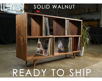 Bainbridge Vinyl LP Console, Modern LP Storage, Vinyl Storage, Mid Century Record Storage (Shown in Walnut)