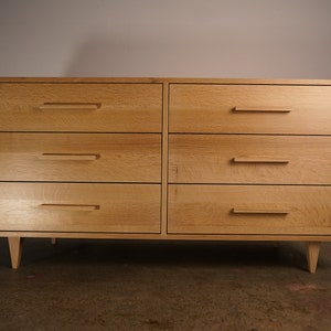 Lowboy Dresser, 6 Drawers, Mid-Century Dresser, Modern Lowboy, 6 Drawer Lowboy, Solid Hardwood Dresser Shown in White Oak image 2