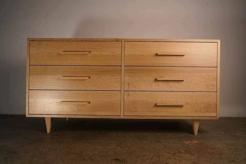 Lowboy Dresser, 6 Drawers, Mid-Century Dresser, Modern Lowboy, 6 Drawer Lowboy, Solid Hardwood Dresser Shown in White Oak image 2