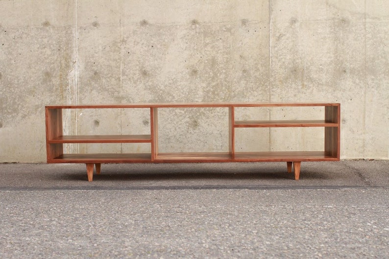 Braca Media Console, Mid-Century Credenza, Modern Sideboard, Solid Hardwood Media Console Shown in Walnut image 6