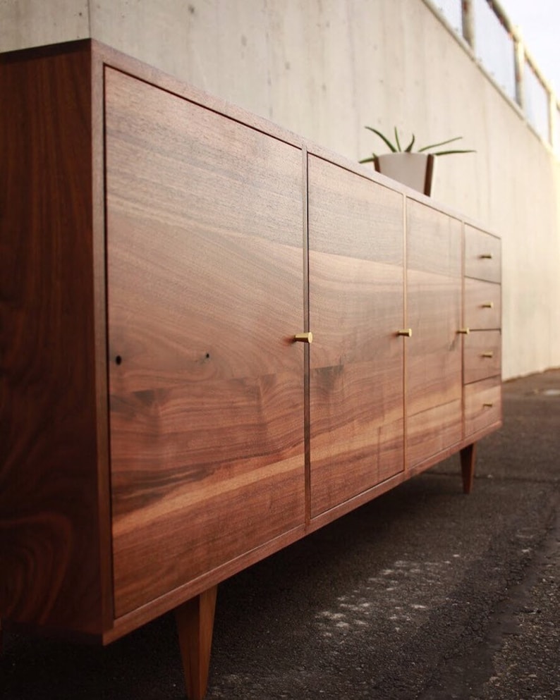 Danish Modern Console, Mid-Century Modern Credenza, Modern Sideboard, Solid Wood Sideboard Shown in Walnut image 2