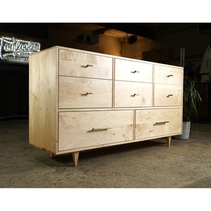 Master Lowboy Dresser, 8 Drawers, Modern Dresser, Modern Lowboy, 8 Drawer Lowboy, Solid Hardwood Dresser Shown in Maple image 1