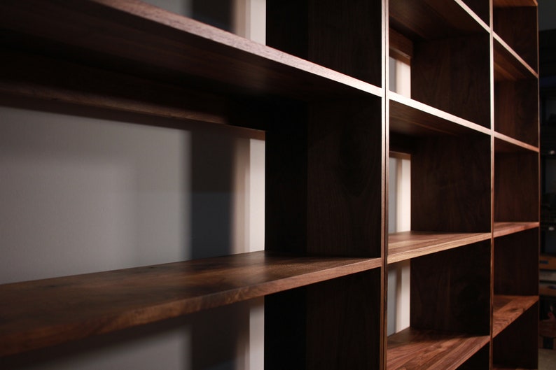 Rascoff Bookcase, Mid-Century Bookshelf, Hardwood Modern Bookcase, Mid Century Bookcase Wall Unit Shown in Walnut image 6