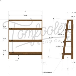 Komiss Modern Slant Bookcase, 3 Shelves, Slanted Bookshelf, Solid Hardwood Slanted Bookcase, Ladder Shelf Shown in Walnut image 6