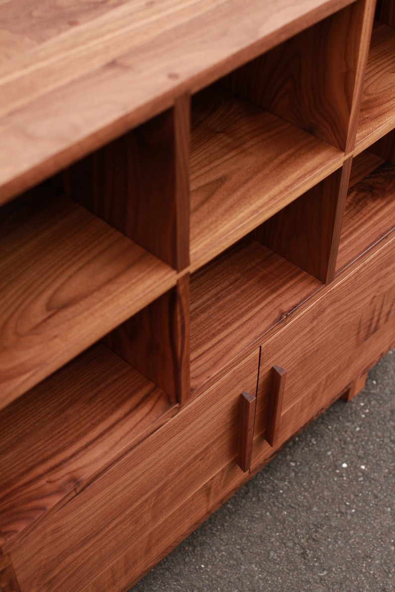 Display Cabinet, Modern Media Storage, Modern Accent Cabinet, Wood Accent Storage Cabinet Shown in Walnut image 4