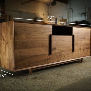 Hein Modern Console 2.0, 28 Height, 72 Wide, Mid-Century Media Console, Modern Solid Wood Credenza, Modern Sideboard Shown in Walnut image 2