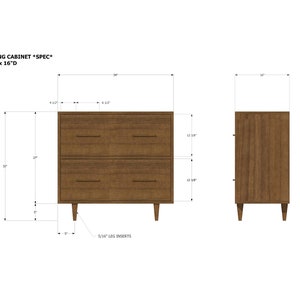 Parker Filing Cabinet, Mid-Century Modern File Cabinet, Modern Filing Drawers, Wood File Cabinet Shown in Myrtle image 8