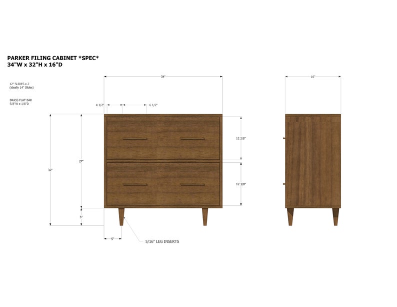 Parker Filing Cabinet, Mid-Century Modern File Cabinet, Modern Filing Drawers, Wood File Cabinet Shown in Myrtle image 8