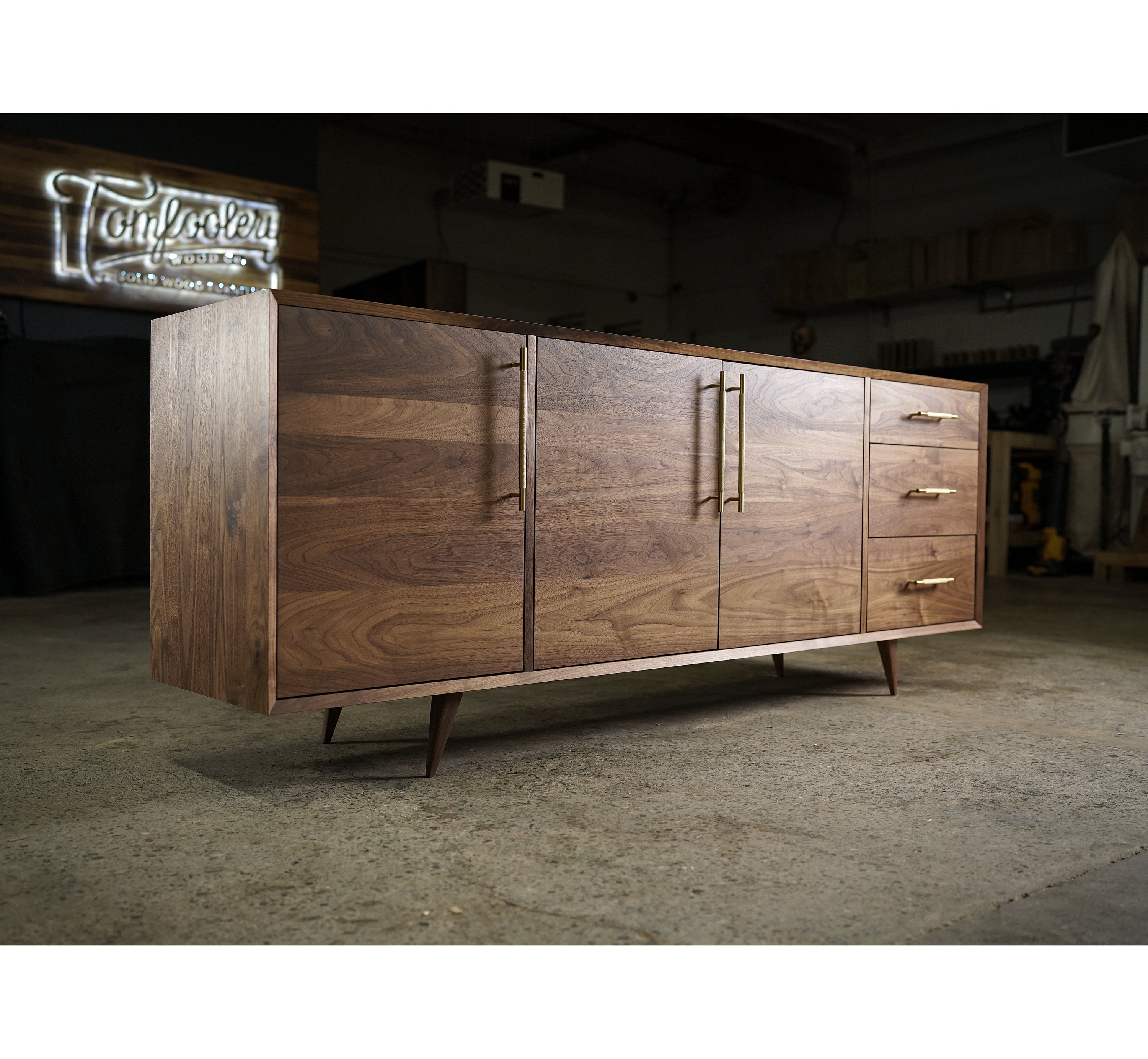 Hernandez Console, Mid-Century Modern Credenza, Modern Sideboard, Solid Wood Sideboard (Shown in Walnut) 