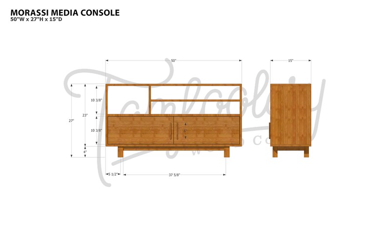 Guthrie-console, handgemaakte massief houten mediakast, moderne opberger (weergegeven in kersenhout) afbeelding 8