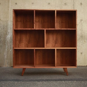 Smith Vinyl LP Console, Mid-Century Modern Bookcase, Solid Hardwood Bookshelf, PNW Made Furniture Shown in Walnut image 3