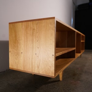 Braca Media Console, Mid Century Modern Sideboard, Solid Wood Modern Credenza, Domestic Hardwood Shown in Madrone image 3