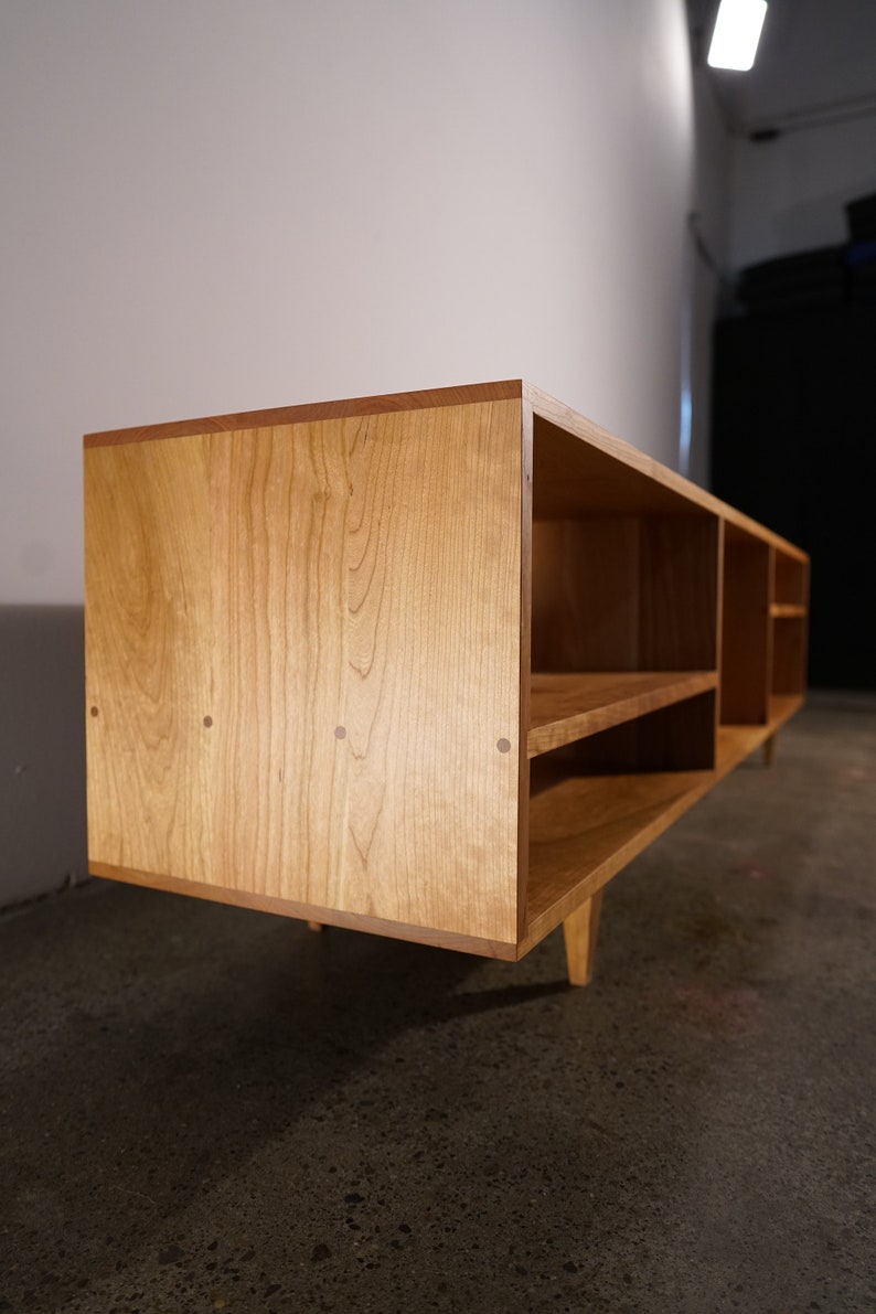 Braca Media Console, Mid Century Modern Sideboard, Solid Wood Modern Credenza, Domestic Hardwood Shown in Madrone image 3