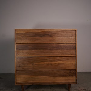 Chest of Drawers, 4 Drawers, Handcrafted Solid Wood Dresser, Modern (shown in walnut) image 3