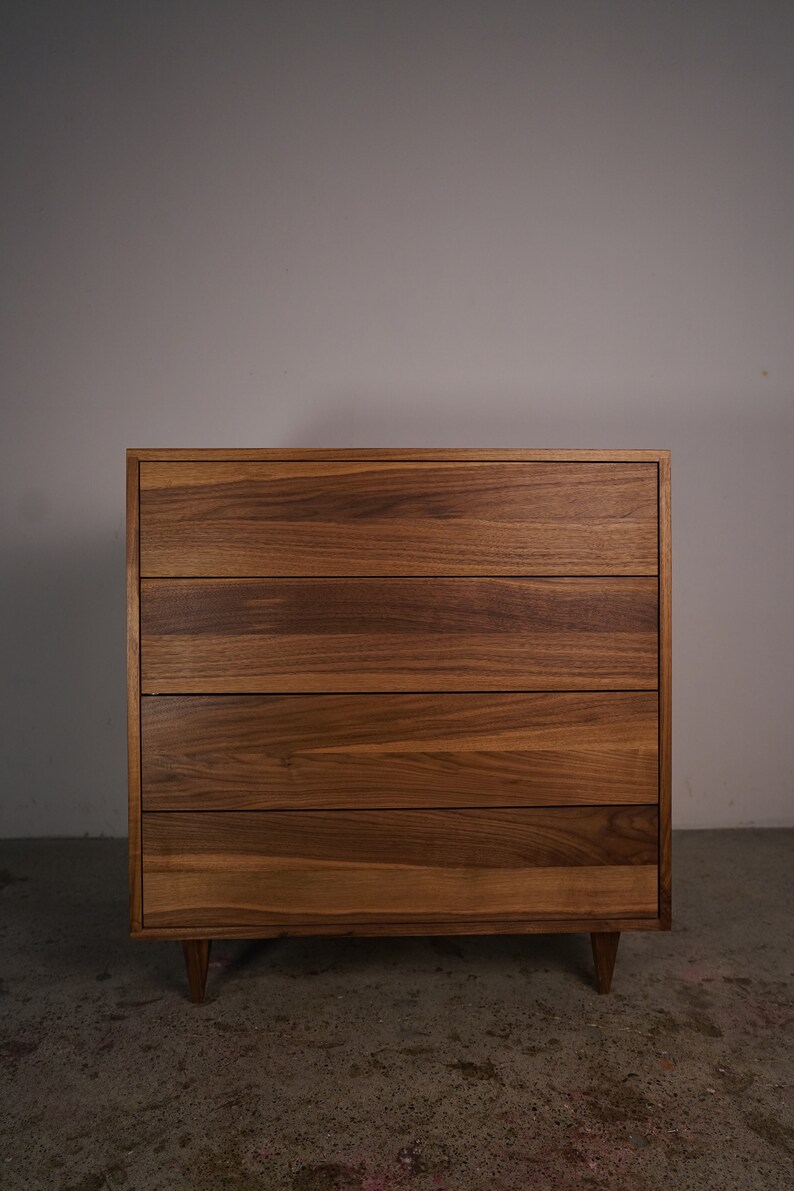 Chest of Drawers, 4 Drawers, Handcrafted Solid Wood Dresser, Modern (shown in walnut) image 3