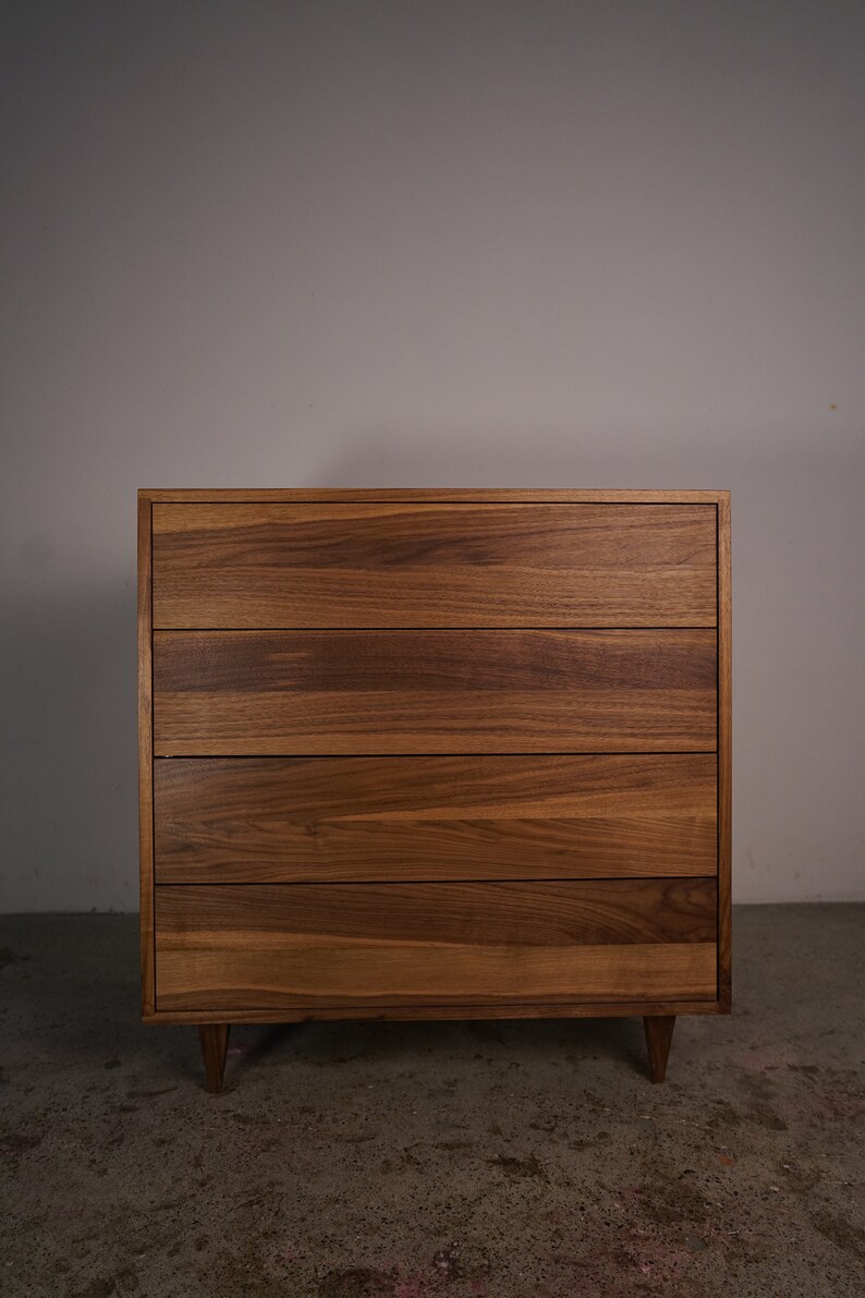 Chest of Drawers, 4 Drawers, Highboy Dresser, Solid Wood, Solid Hardwood Dresser Shown in Walnut image 3