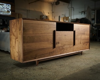 Hein Modern Console 2.0, *28" Height*, 72" Wide, Mid-Century Media Console, Modern Solid Wood Credenza, Modern Sideboard (Shown in Walnut)