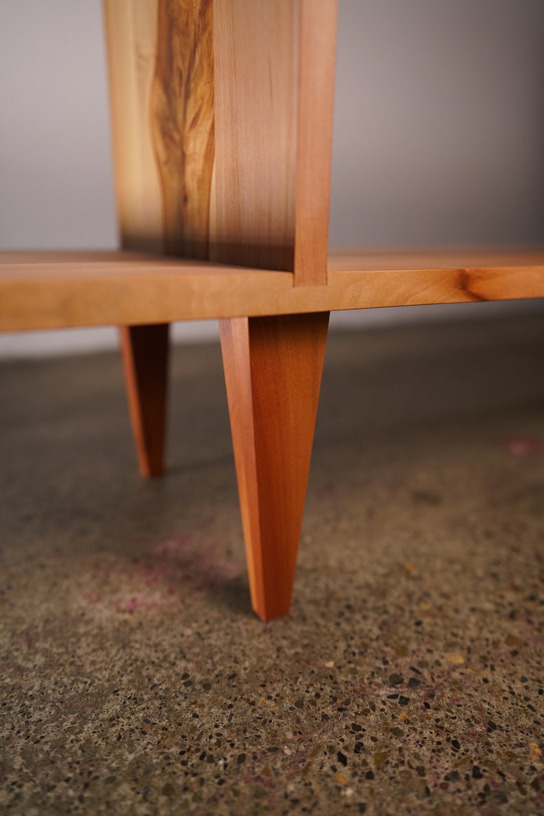 Corner Omni OFFSTACK Bookcase, Mid-Century Vinyl LP Shelf, Modern Record Storage, Geometric Shelf Shown in Madrone image 4