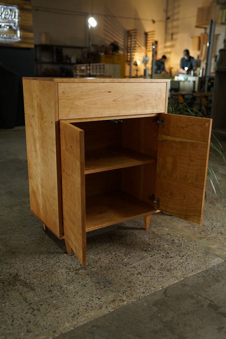 Alden Cabinet, Solid Wood Furniture, Modern Cabinet, Console Table Shown in Cherry image 3