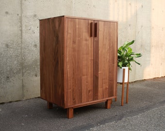 Floor Cabinet, Two Door Accent Cabinet, Modern 2 Door Cabinet, Solid Wood Cabinet with 2 Doors (Shown in Walnut)