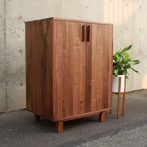 Floor Cabinet, Two Door Accent Cabinet, Modern 2 Door Cabinet, Solid Wood Cabinet with 2 Doors (Shown in Walnut)