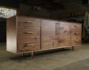 Hernandez Console, 6 Drawers, Mid-Century Modern Credenza, Modern Sideboard, Solid Wood Sideboard (Shown in Walnut)