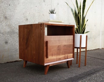 Hein End Table, Mid Century Side Table, Mid-Century Night Stand, Solid Hardwood Modern Nightstand (Shown in Walnut)