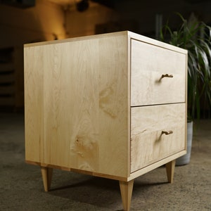 Master Nightstand, 2 Drawers, Solid Hardwood Modern Side Table Shown in Maple image 3