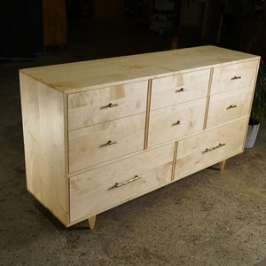 Master Lowboy Dresser, 8 Drawers, Modern Dresser, Modern Lowboy, 8 Drawer Lowboy, Solid Hardwood Dresser Shown in Maple image 2