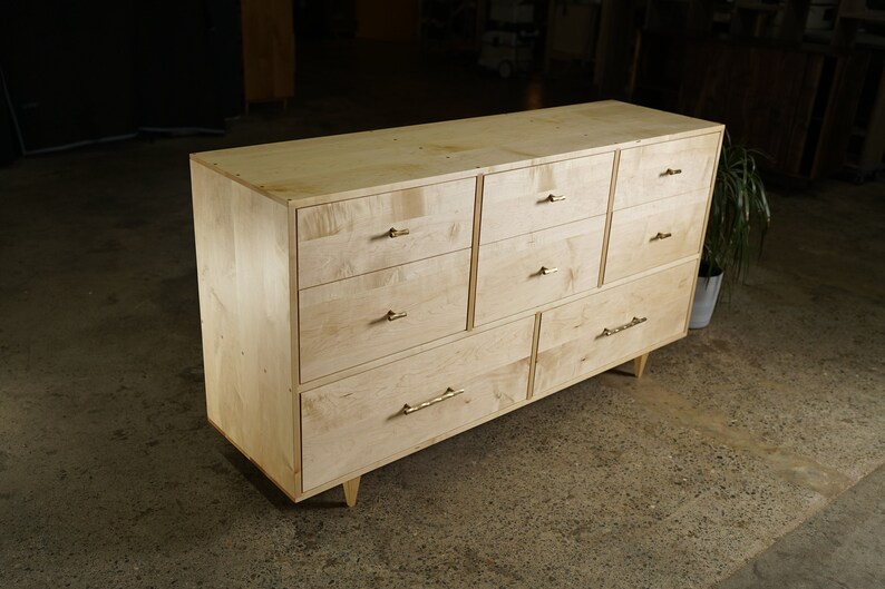 Master Lowboy Dresser, 8 Drawers, Modern Dresser, Modern Lowboy, 8 Drawer Lowboy, Solid Hardwood Dresser Shown in Maple image 2