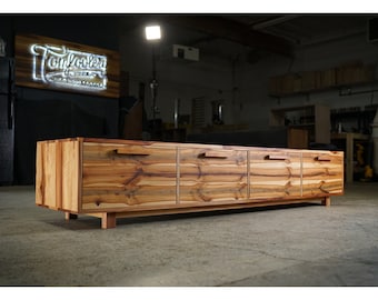 Clarkson Drawer Bench, 86"W, Modern Entryway Bench, Drawer Bench, Storage Bench, Solid Wood (Shown in Madrone)