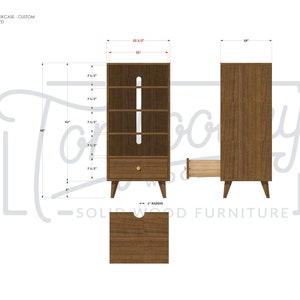 Lam Bookcase, 48H, Mid-Century Modern LP Storage, Record Storage, Modern Vinyl Storage Shown in Walnut image 8