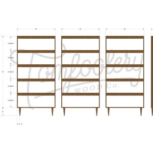 Rascoff Bookcase, Mid-Century Bookshelf, Hardwood Modern Bookcase, Mid Century Bookcase Wall Unit Shown in Walnut image 9