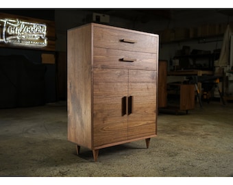 Alden Cabinet, 2 Drawer, Solid Wood Furniture, Modern Cabinet, Entry Table (Shown in Walnut)