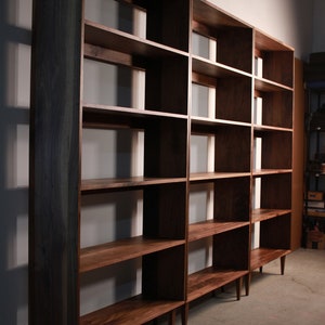 Rascoff Bookcase, Mid-Century Bookshelf, Hardwood Modern Bookcase, Mid Century Bookcase Wall Unit Shown in Walnut image 5