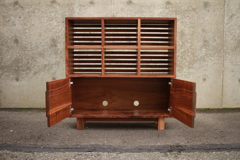 Display Cabinet, Modern Media Storage, Modern Accent Cabinet, Wood Accent Storage Cabinet Shown in Walnut image 6