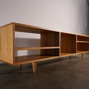 Braca Media Console, Mid Century Modern Sideboard, Solid Wood Modern Credenza, Domestic Hardwood Shown in Madrone image 1