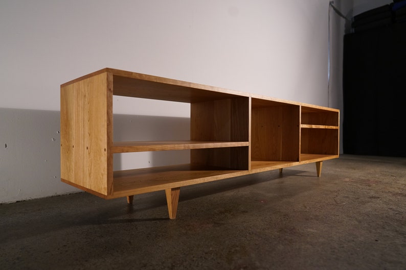 Braca Media Console, Mid Century Modern Sideboard, Solid Wood Modern Credenza, Domestic Hardwood Shown in Madrone image 1